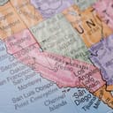 The state of California with some neighboring states on a map