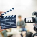 Man hands holding movie clapper. Film director concept.camera show viewfinder image catch motion in interview or broadcast wedding ceremony, catch feeling, stopped motion in best memorial day concept.