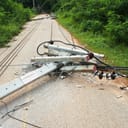 electrical powerline on the floor after a storm
