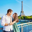 Young romantic couple spending their vacation in Paris
