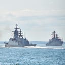 Two large Navy battleships