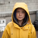 Greta Thunberg outside the Swedish parliament.