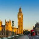 Big Ben in London during the early glow of sunrise