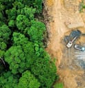 Aerial view of deforestation of the Amazon rainforest