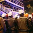 Employees in the heavy industry sector participating in a labor strike.
