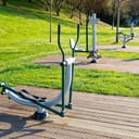 An outdoor public exercise equipment