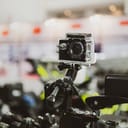 Action camera mounted on a motorcycle