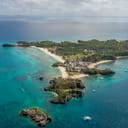 Aerial view of a small inhabited island