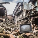 Destroyed buildings in the aftermath of an earthquake