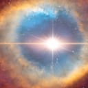 A depiction of a supernova explosion occurring at the center of a galaxy, with elements provided by NASA.