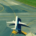 Airplane taxiing on the runway