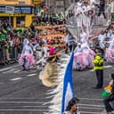Public parade on the street with many lookers on