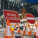 "ROAD CLOSED" sign