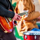 a band playing at a music festival
