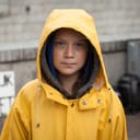 Greta Thunberg outside the Swedish parliament building
