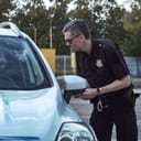 Traffic officer talking to a driver inside a parked car