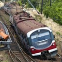 A derailed train
