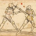 Plate 214 from Codex Wallerstein, illustrating half-sword and mordhau techniques