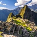 An aerial view of Machu Picchu