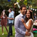 Couple celebrate their informal backyard wedding