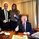 Donald Trump and staff on Air Force One. 