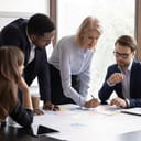 People participating in business meeting