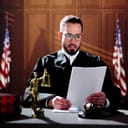 A judge reading a decree in the court room.