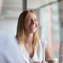 Cheerful woman smiling