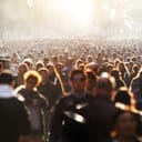 A large crowd of people on the street