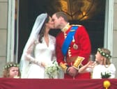 Prince William and Princess Kate share a kiss during their wedding ceremony