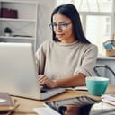 Woman working on laptop