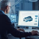 Professional Heavy Industry Engineer Works on Computer Uses CAD Software