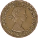 obverse side of the 1963 British penny featuring the portrait of Queen Elizabeth II.