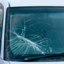 Large crack in the windshield of a car