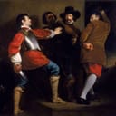A painting showing the arrest of Guy Fawkes by the Royalist soldier Sir Thomas Knevet.