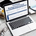 Computer screen showing a background check application form
