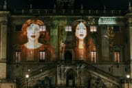 Art projected onto the facade of a building