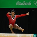 Simone Biles on the balance beam at Rio 2016.