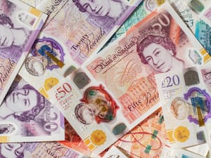 A pile of UK Pounds