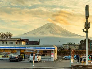 Lawson combini in front of Mount Fuji