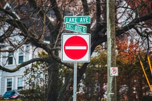 road sign for a one-way street