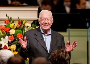 Former President Jimmy Carter teaches Sunday School class at the Maranatha Baptist Church in his hometown of Plains, Ga., Aug. 23, 2015.