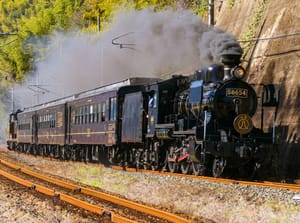 SL Hitoyoshi from Kumamoto to Tosu, pulled by Type 8620 No. 58654, running between Sojo University Station and Nishisato Station on the Kagoshima Main Line