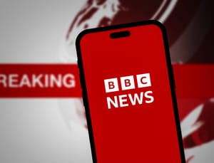 Close up of a BBC News mobile phone app