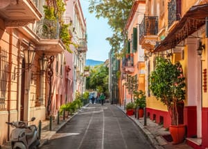 A narrow street in Athens, Greece