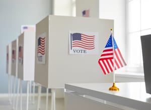 An election polling place station during a United States election