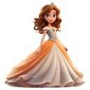 Digital illustration of a princess in an orange-beige gown