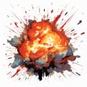 Digital illustration of a fiery explosion. Explode concept