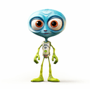 Digital illustration of an alien creature in green and blue color