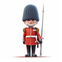 Digital illustration of a royal guard standing straight